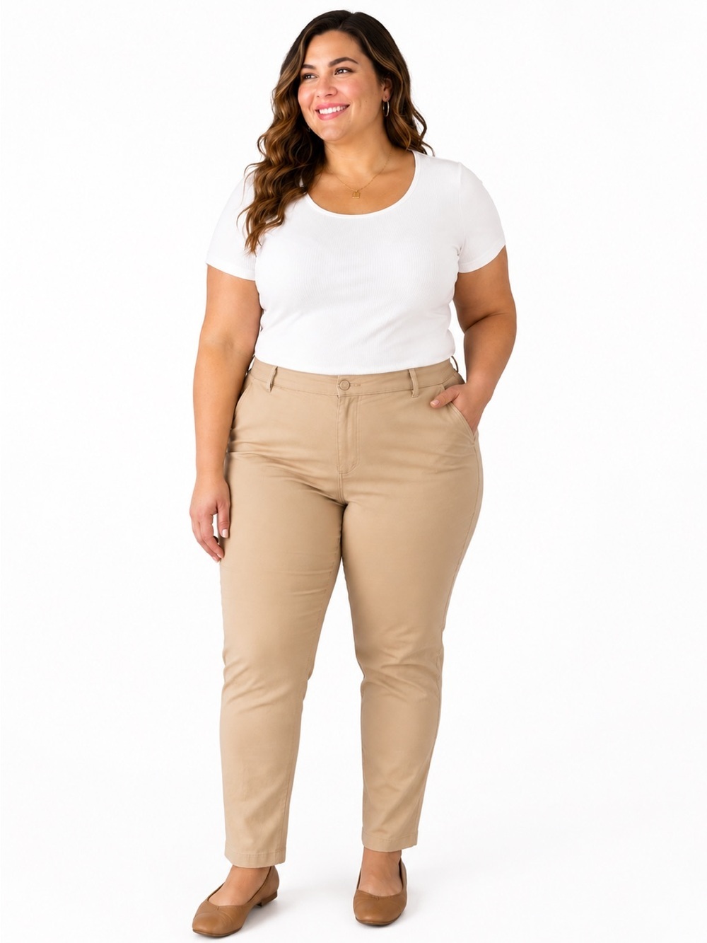 NWT Michael Kors Plus Size 16 Classic Straight Leg Chinos in Khaki